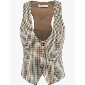 Grace Karin - Women's Plaid Vest - Brown Black - Size: XL - NWT